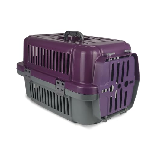 Adak Transportbox Katze | Hundetransportbox für Auto | Praktische Katzentransportbox | Robuste Katzenbox für sicheres Reisen | Tiertransportbox für unterwegs und zu Hause (Lila) von ADAK
