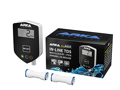 ARKA myAQUA Inline TDS-Messgerät - Dauerhafte TDS-Wasserwertmessung mit 1/4 Zoll Anschlüssen, kompakt & präzise, ideal für Umkehrosmoseanlagen, für Wasserqualitätskontrolle von ARKA