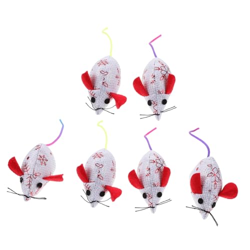 Amosfun 6St katzenspielzeug interaktives Spielzeug Kätzchenspielzeug Kätzchenbedarf Spielzeuge Mäuse für Katzen tragbares Mausspielzeug Weihnachten Spielzeug kauen Haustierzubehör Plüsch von Amosfun