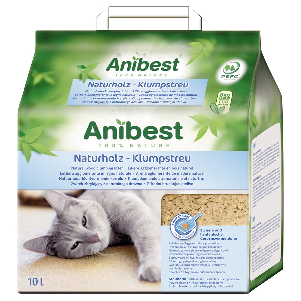Anibest Naturholz Katzenstreu - 2 x 10 l (ca. 4,3 kg) von Anibest