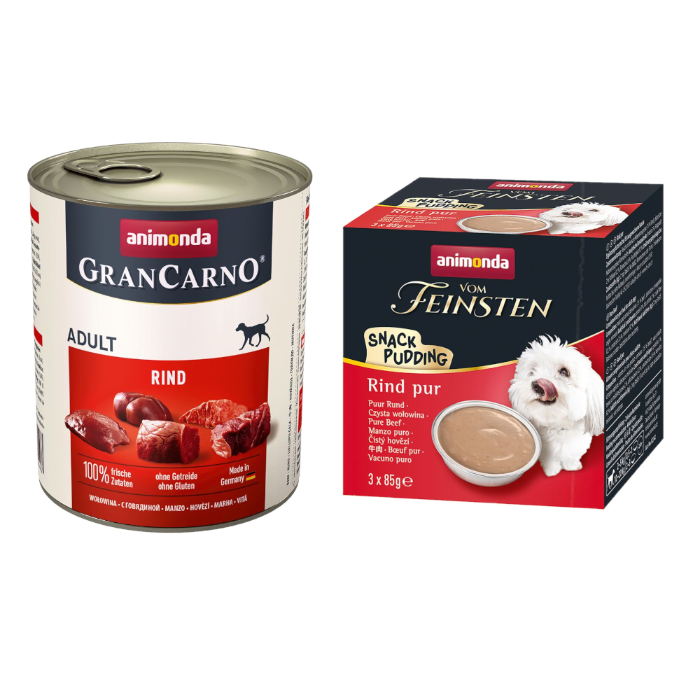 24 x 800 g animonda GranCarno Original Adult + 3 x 85 g Snack-Pudding gratis! - Rind von Animonda GranCarno