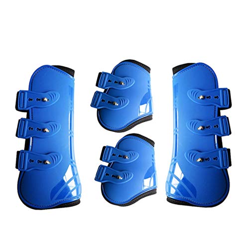 BRIODY Reiten Vorne Hinterpferdebeinstiefel Schutzfolie PU Leder Reittrainingsschutz Durable Outdoor Blau von BRIODY