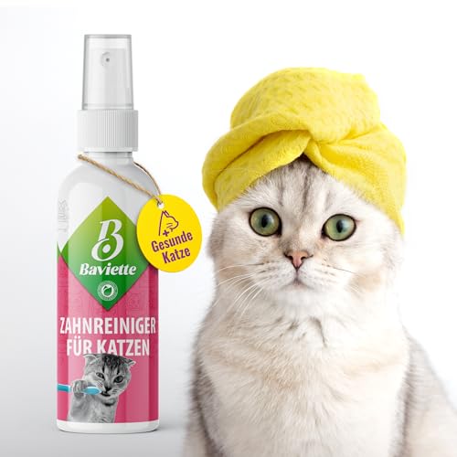 Baviette Katzenpflege-Set: Augen- und Ohrenpflege, Wundreinigung, Zahnreiniger & Geruchsneutralisierer gegen Katzenurin Spray (Mundpflege) von Baviette