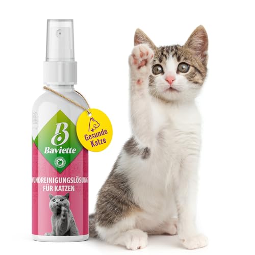Baviette Katzenpflege-Set: Augen- und Ohrenpflege, Wundreinigung, Zahnreiniger & Geruchsneutralisierer gegen Katzenurin Spray (Wundreiniger) von Baviette