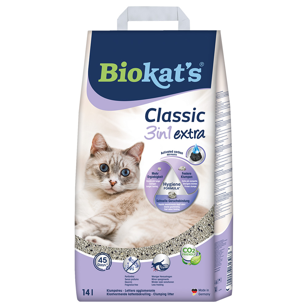 Biokat´s Classic 3in1 Extra Katzenstreu - Sparpaket: 2 x 14 l von BioKat's