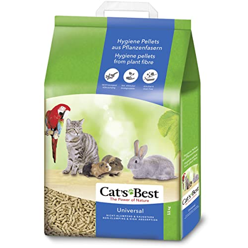 Cat's Best Universal, 100 % pflanzliche Kleintierstreu, nicht klumpende Pellets aus Pflanzenfasern – für Katzen und andere Kleintierrassen, 11 kg/20 l von Cat's Best