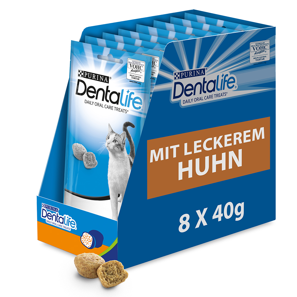 PURINA Dentalife Tägliche Katzen-Zahnpflege-Snacks mit Huhn - 8 x 40 g von Dentalife