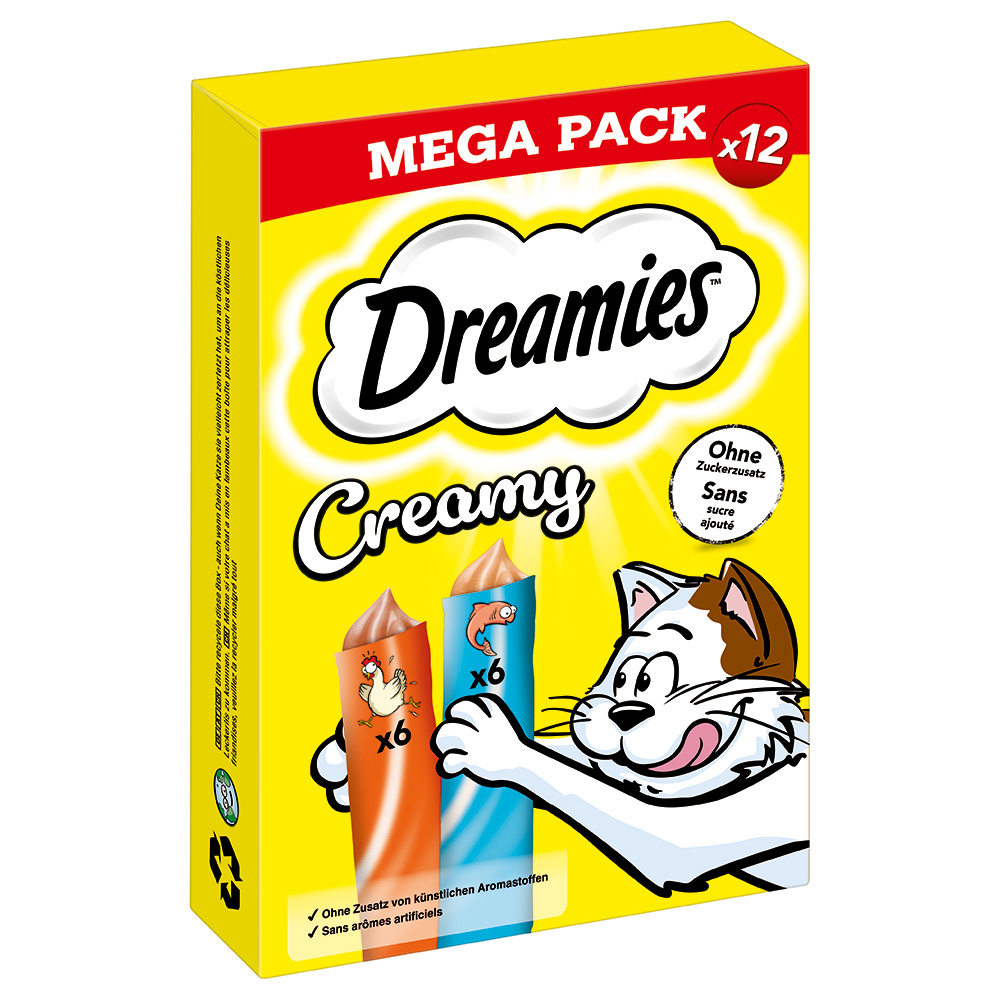 Dreamies Creamy Snacks mit Huhn & Lachs - Sparpaket: 84 x 10 g von Dreamies