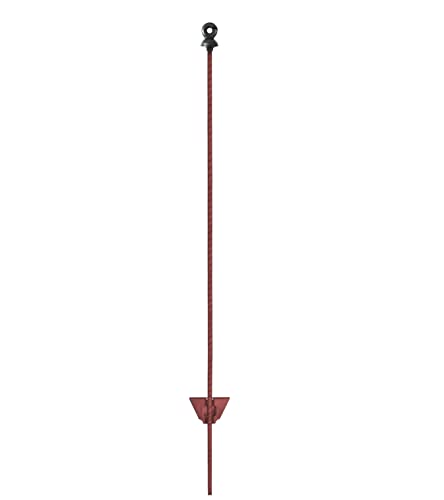 Eider Federstahlpfähle/Metallpfähle, Ausführung wählbar - hochwertige Pfähle für den Weidezaun/Elektrozaun - Made in Germany (105 cm | Rot | Schwarzer Ringisolator) von Eider