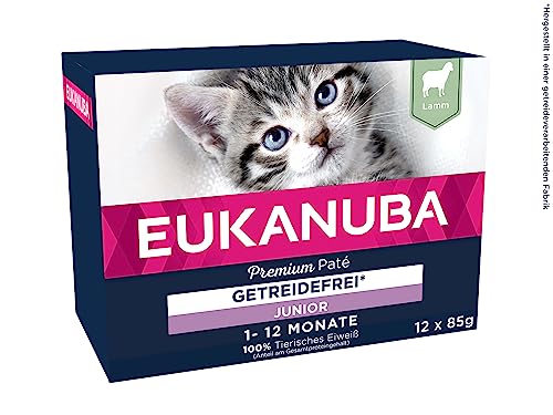 EUKANUBA Junior Katzenfutter nass getreidefrei - Premium Nassfutter mit viel Lamm für Kitten, 12 x 85 g von Eukanuba