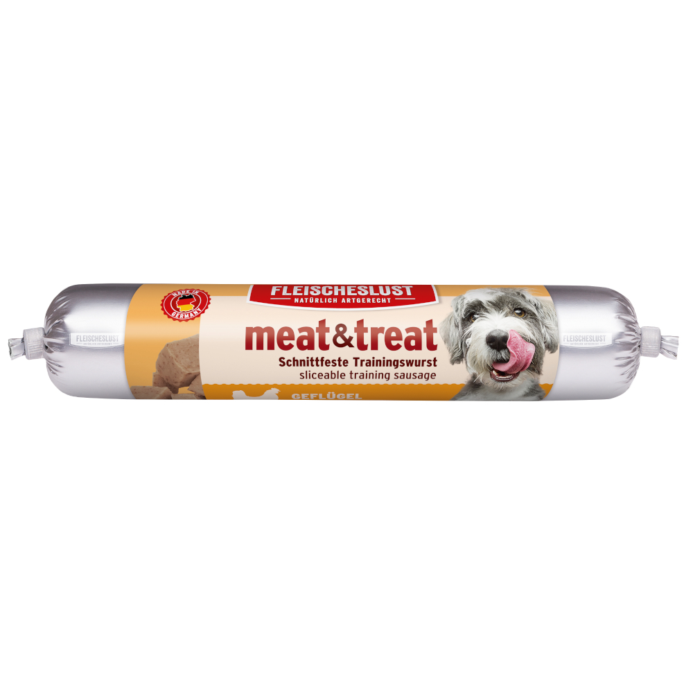 Fleischeslust meat & treat Trainingswurst - Sparpaket: Geflügel 6 x 80 g von Fleischeslust