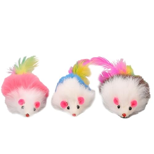 Feathered Mouse Kitten Toy Playful Lightweight Faux Fur Cat Chew Toy for Exercise and Training with Fake Feather von Generisch