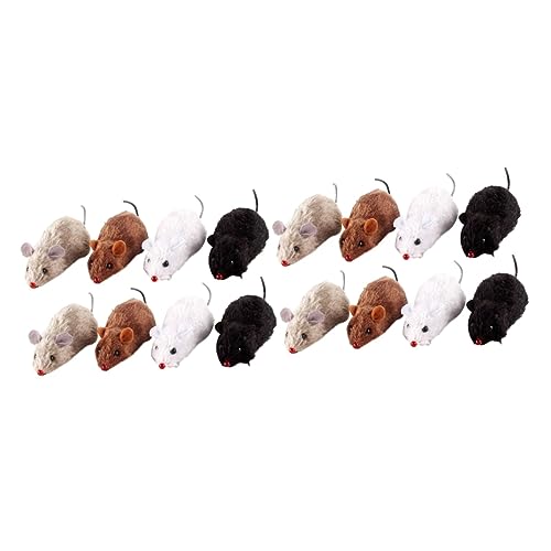 Happyyami 16 STK Aufzieh plüsch kleine gefälschte Erwachsene Wickelfedern Haustier Mäuse aufziehen Spielzeug Haargummis Hundeleine Katze Uhrwerk Korb von Happyyami