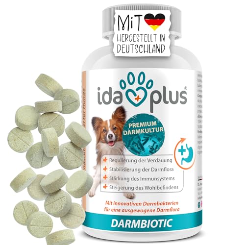 Ida Plus Darmbiotic – Probiotika zur Darmsanierung für den Hund - Darmflora aufbauen nach Durchfall - gesunde aktive Darmbakterien – Immunsystem – Regulierung Verdauung – 120 Tabletten von Ida Plus
