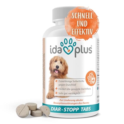 Ida Plus Diar-Stopp Tabs - Kautabletten gegen Hunde-Durchfall - Durchfallmittel für Hunde - Hund-Darmflora aufbauen mit Probiotika - Darmsanierung für den Hund - Stoppt Hund Durchfall - 120 Tabletten von Ida Plus