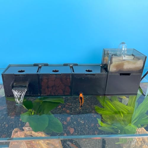 Aquarium Mehrstufige Filtersumps für Fische und Schildkrötenbecken, 5-in-1 funktionale Filterbox für Aquarien, Aquarium-Pflanzenhalter, Hängefilter für kleine Aquarien (Teeschwarz) von MLONDHSU