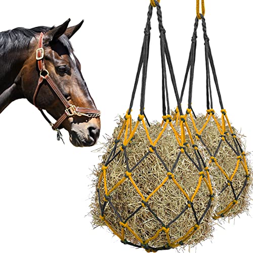 NEECONG Heunetz für Pferde, Spaß und Kapazität ist das Upgrade des Leckerli-Balls zum Aufhängen, Heu-Futterbeutel für Pferde, Stall, Paddock Rest Spielzeug (2 Stück) von NEECONG