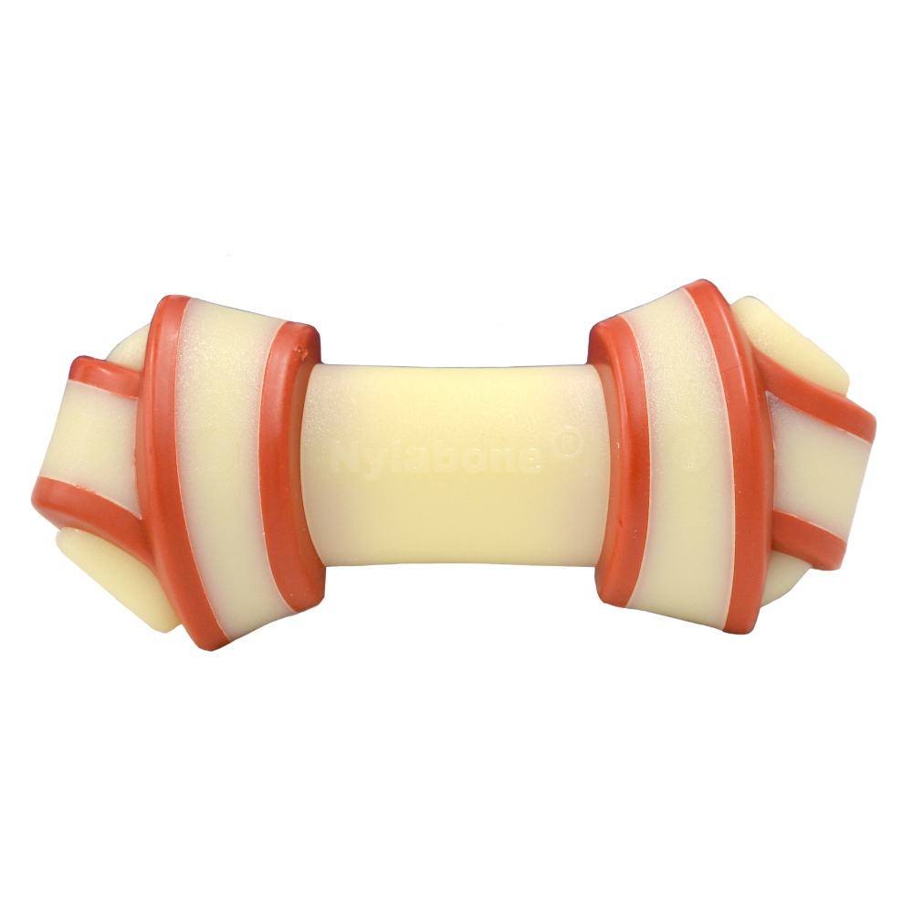 Nylabone Rohhautknochen mit Rindfleischgeschmack - Größe M: ca. L 13 x B 6 x H 6 cm von Nylabone
