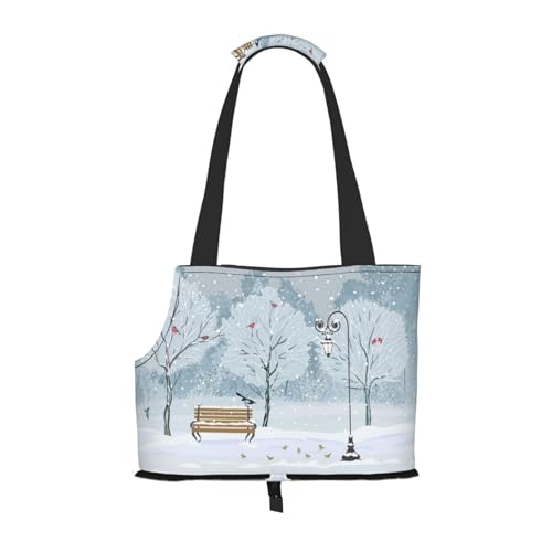 Birds in the Park On A Snowy Day Pet Portable Foldable Shoulder Bag, Dog and Cat Carrying Bag, Suitable for Subway Shopping, Etc. von OCELIO