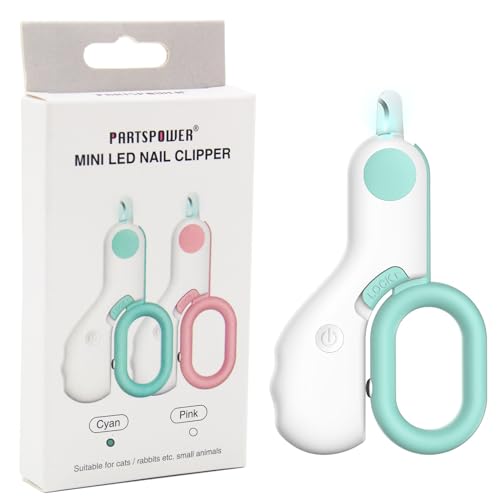 PARTSPOWER LED Haustier Nagelknipser, Katzen Krallenpflege Nagelpflege Clipper, Vermeiden Sie übermäßiges Schneiden, Vogel, Kaninchen (Grün) von PARTSPOWER