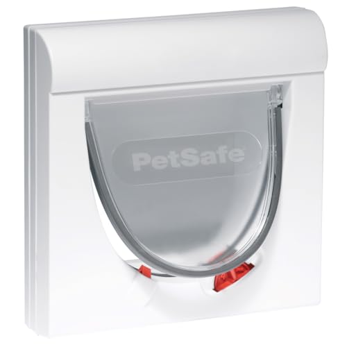 PetSafe Staywell Klassische Magnetische Katzenklappe, Magnet-Schlüssel gibt nur Ihrer Katze Zugang - hält fremde Tiere draußen, mit 4 Verschlussoptionen, für Katzen bis zu 7 kg, Weiß von PetSafe