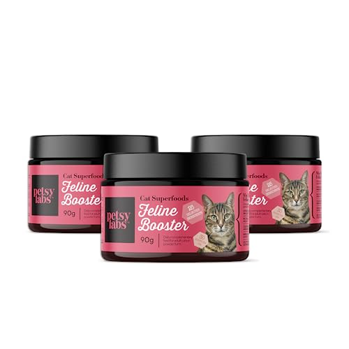 3X Feline Booster®, Nahrungsergänzungsmittel für Erwachsene Katzen mit Grünlippmuschel, Kurkuma und Probiotika – verbessert die Gelenkbeweglichkeit, die Verdauung, die Gesundheit von Haut und Fell von Petsy Labs