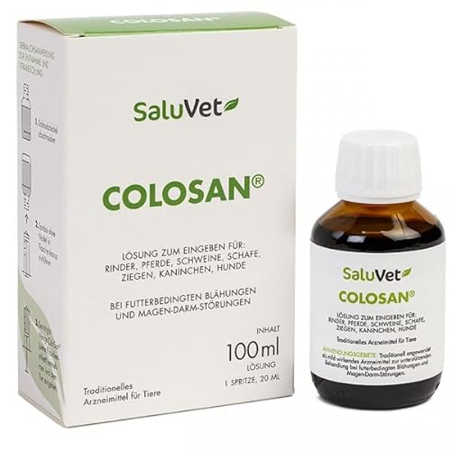 SaluVet ColoSan | 100 ml | Zugelassenes Arzneimittel für Pferde, Rinder, Schweine, Schafe, Ziegen, Kaninchen und Hunde | Bei futterbedingten Blähungen und Magen-Darm-Störungen von Saluvet