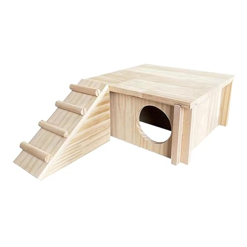 Sharplace Hamster-Holzhaus, Holzhütten-Versteck, Hamster-Versteck mit Leiter und Fenster für Rennmäuse, Rattenhamster von Sharplace