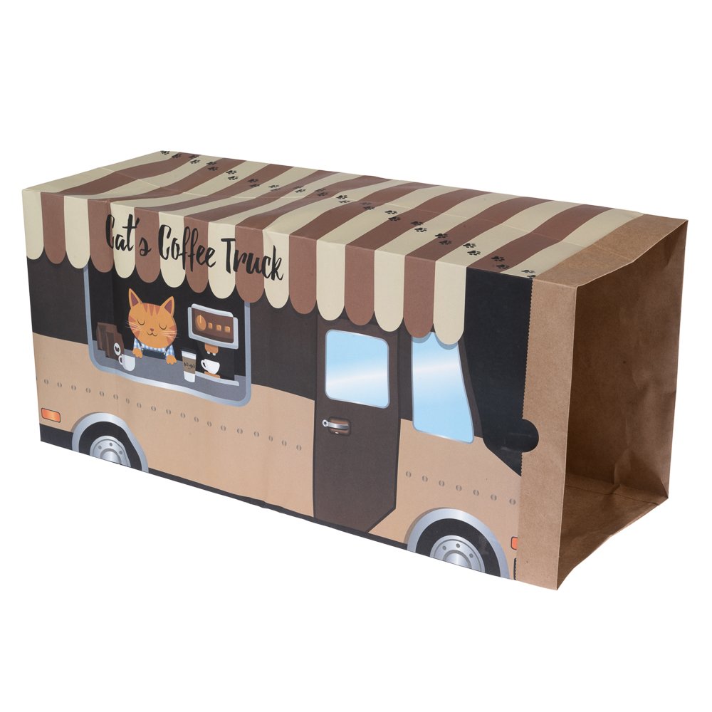 TIAKI Papiertunnel Coffee Truck für Katzen - L 60 x B 22 x H 27 cm von TIAKI