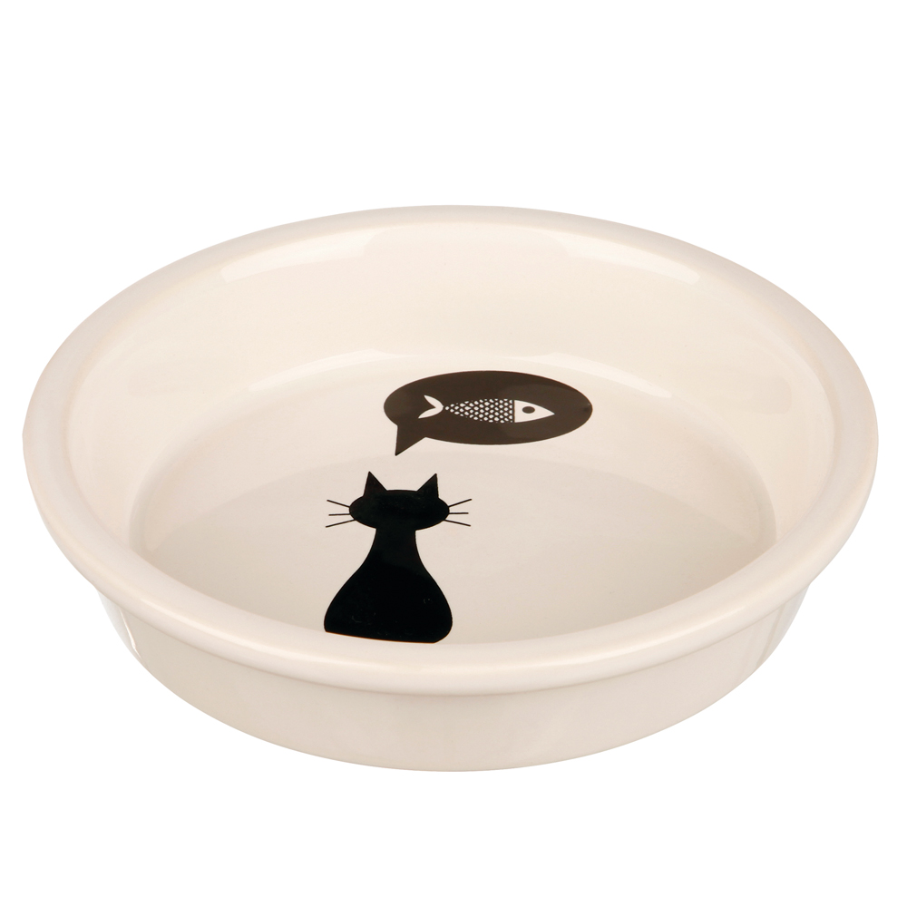 Trixie Keramiknapf mit Katzenmotiv - Sparset: 2 x 250 ml, Ø 13 cm von TRIXIE