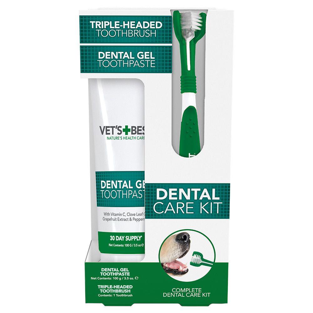 Vet's Best® Zahnpflege Set für Hunde - Zahnbürste und Zahnpasta (100 g) von Vet's Best