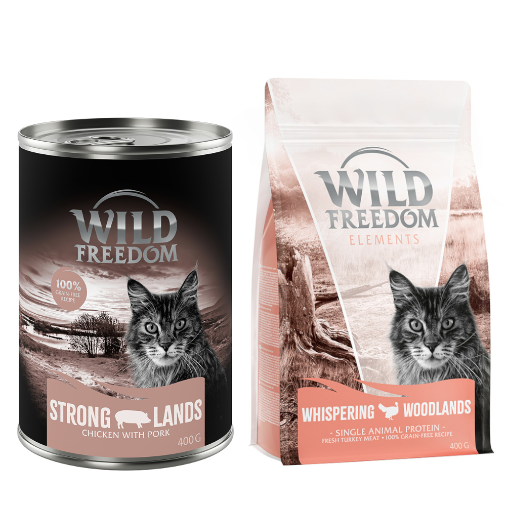 12 x 400 g Wild Freedom Nassfutter + 400 g Trockenfutter zum Sonderpreis! - Strong Lands - Schwein & Huhn von Wild Freedom