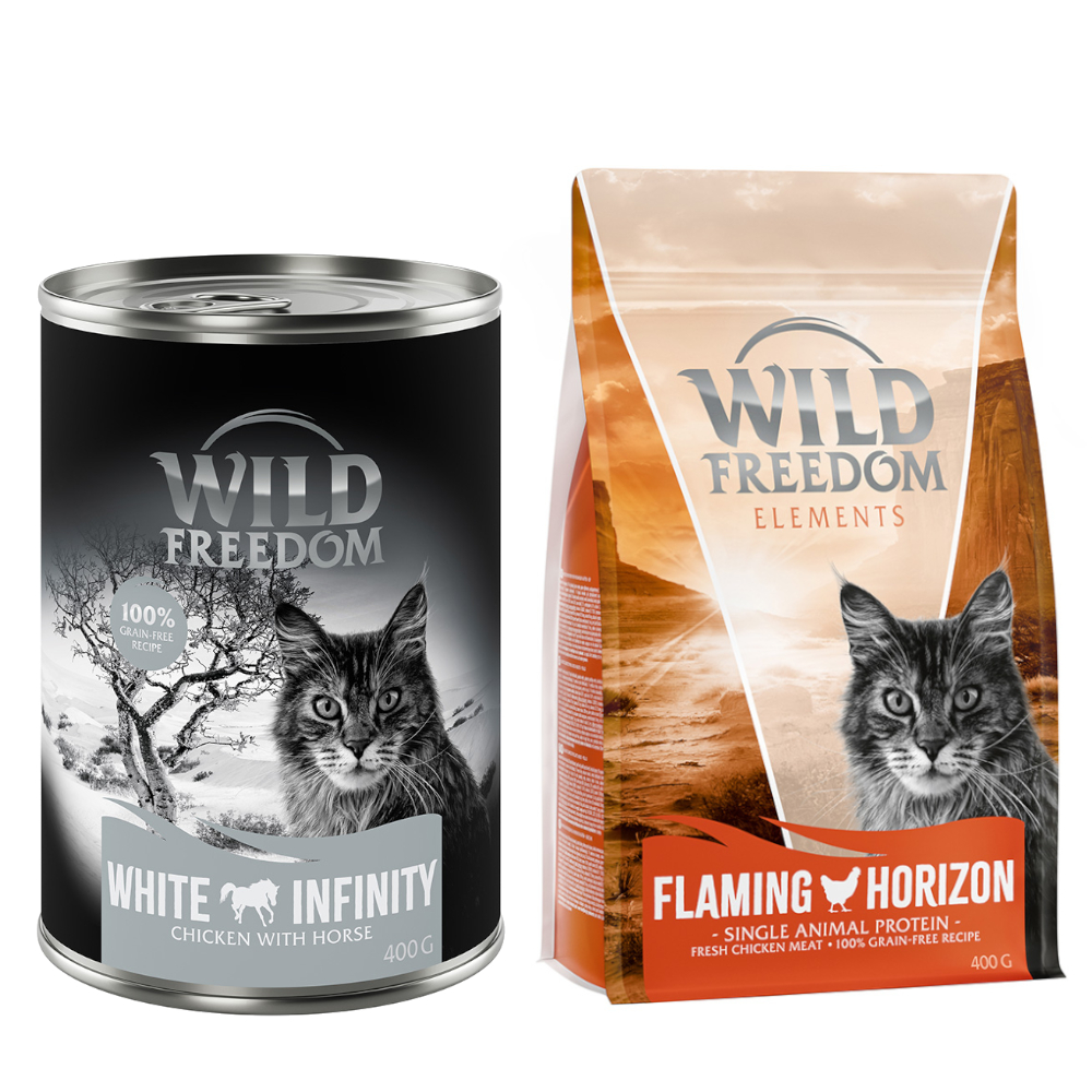 12 x 400 g Wild Freedom Nassfutter + 400 g Trockenfutter zum Sonderpreis! - White Infinity - Huhn & Pferd von Wild Freedom