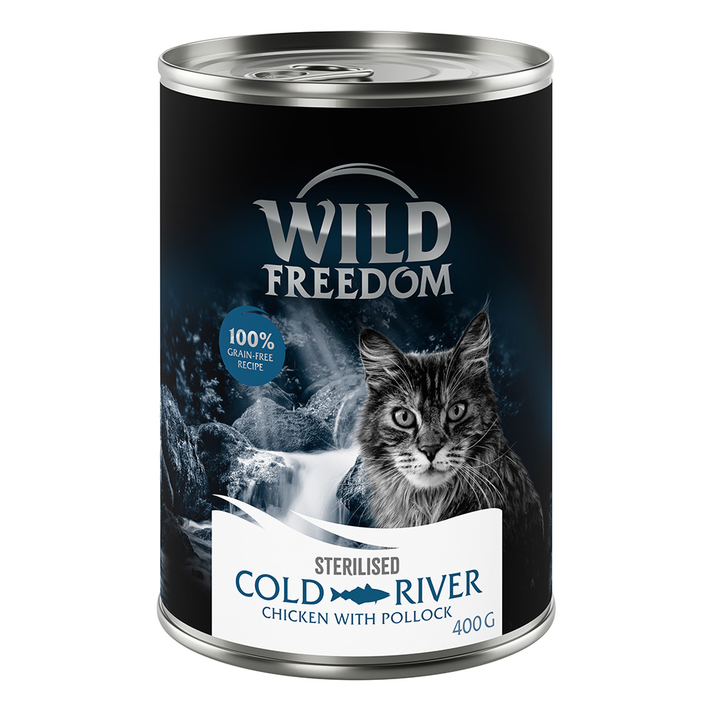 6 x 200 g / 400 g Wild Freedom Adult Sterilised zum Probierpreis! - Cold River Sterilised - Lachs & Huhn (6 x 400 g) von Wild Freedom