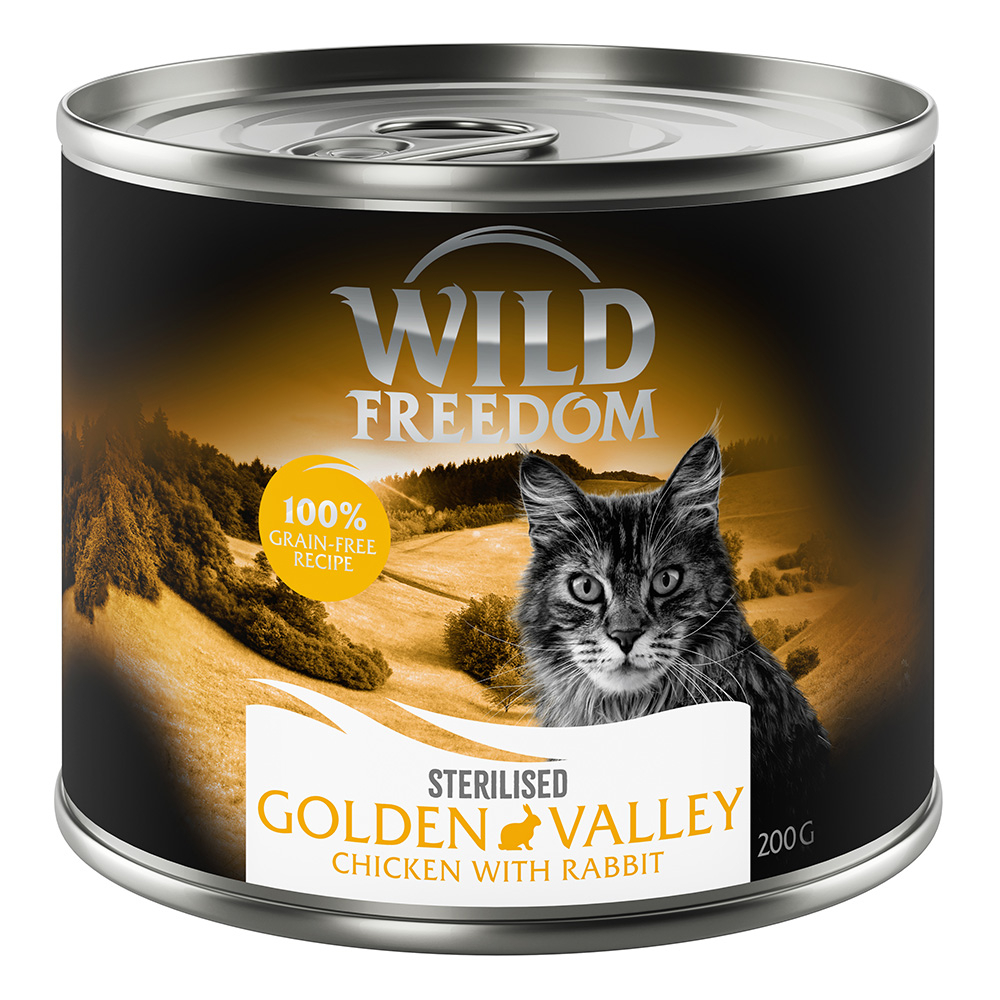 6 x 200 g / 400 g Wild Freedom Adult Sterilised zum Probierpreis! - Golden Valley Sterilised - Kaninchen & Huhn (6 x 200 g) von Wild Freedom