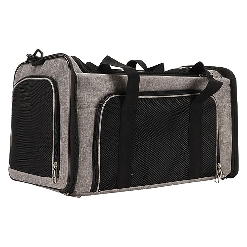 Wnvivi Haustier-Reisetasche, wasserdicht, atmungsaktiv, Oxford-Stoff, tragbare, weiche Katzentragetasche für Reisebehandlung (Grau, L) von Wnvivi
