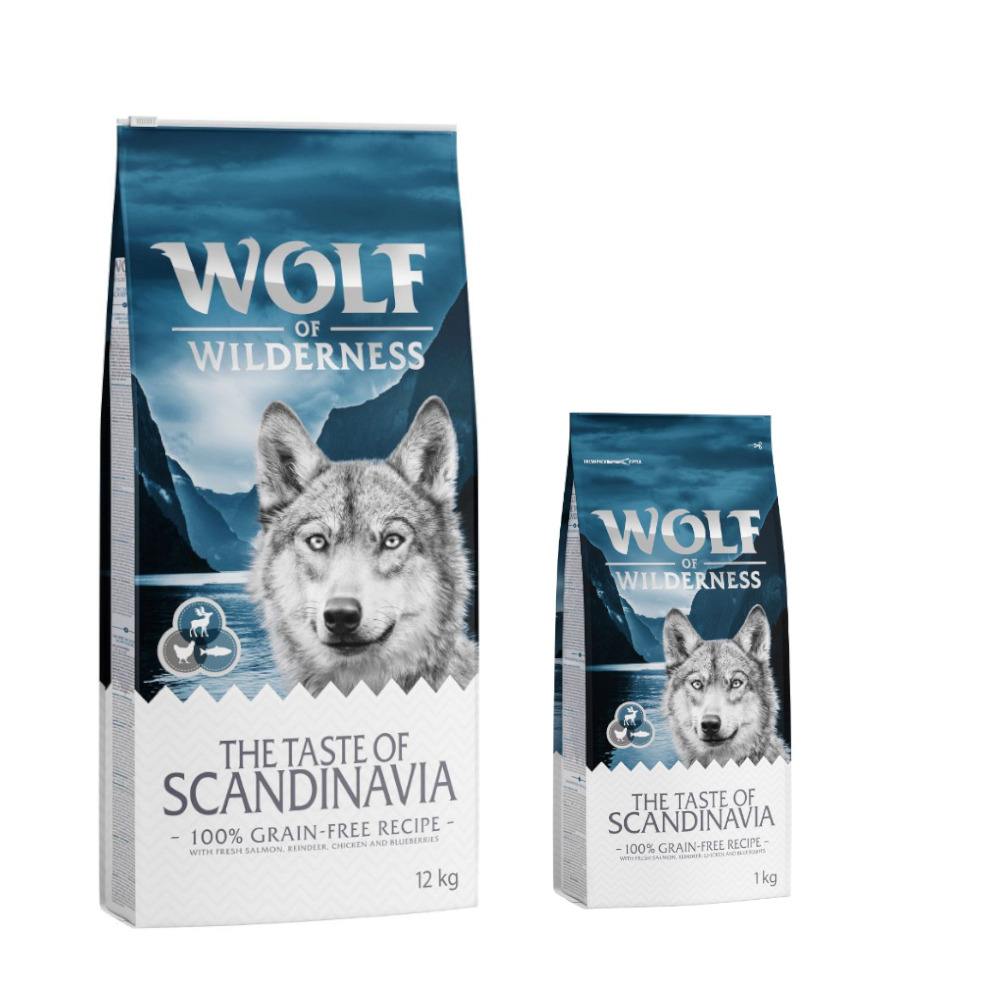 12 + 2 kg gratis! 14 kg Wolf of Wilderness Trockenfutter - Scandinavian Fjords - Rentier, Huhn & Lachs von Wolf of Wilderness