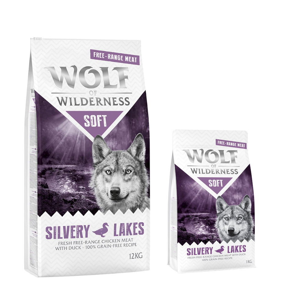 12 + 2 kg gratis! 14 kg Wolf of Wilderness Trockenfutter -  'Soft' Silvery Lakes - Freilandhuhn & Ente (halbfeucht) von Wolf of Wilderness