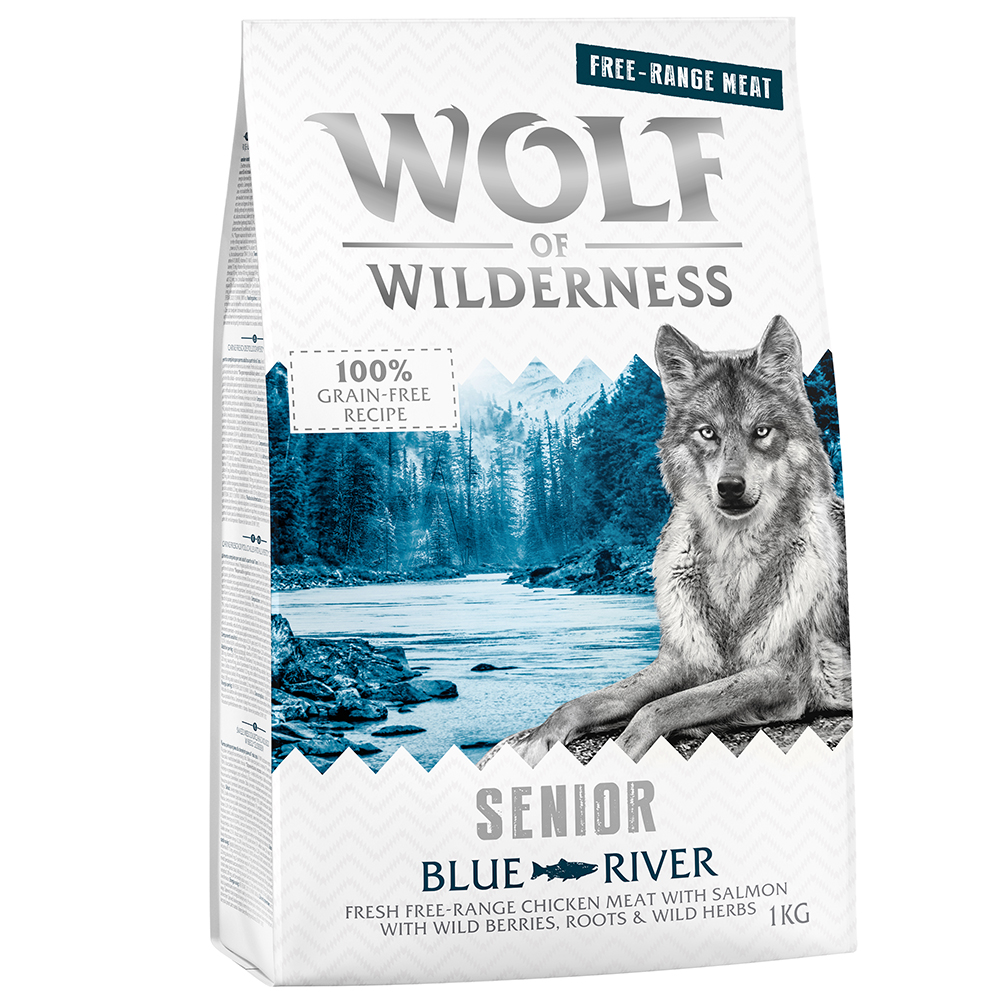 2 x 1 kg Wolf of Wilderness Trockenfutter zum Sonderpreis! - SENIOR Blue River - Freilandhuhn & Lachs von Wolf of Wilderness
