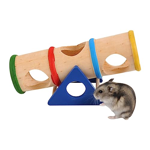 macto Hölzernes Wippe-Tunnel-Spielzeug,Maus-Röhren-Tunnel-Spielzeug - Hölzerner Hamster-Tunnel, Holzbaum-Löcher-Röhre, hölzernes Hamster-Maus-Tunnel-Röhrenspielzeug für Meerschweinchen, Rennmäuse von macto