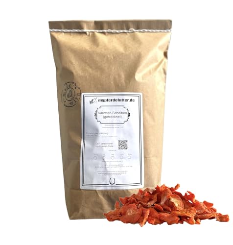 mypferdefutter Karottenscheiben für Pferde - ohne Zusätze - als Leckerli oder zur Verfeinerung des Futters - Beste Qualität (1000 g) von mypferdefutter