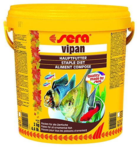 sera 00190 vipan (2 kg) 10 l der Klassiker Hauptfutter für alle Zierfische im Aquarium, Flockenfutter mit Präbiotika verbessert die Futterverwertung, damit geringere Wasserbelastung,2 kg (1er Pack) von sera