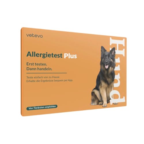 vetevo Allergietest Plus Hund, Unverträglichkeitstest Hunde, bei Juckreiz & Niesen, 175+ Futtermittel Unverträglichkeiten, Gräser, Pollen & Co. von vetevo