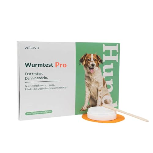 vetevo Wurmtest Hund Pro, Verlässlicher Test auf Giardien, Spulwürmer, Hakenwürmer, Leberegel, Peitschenwürmer & Kokzidien, bei Durchfall Hund von vetevo