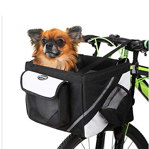 wangza Fahrradkörbe für Hunde Vorne Kleine Katze Fahrradlenker Fahrradtasche Oxford-Stoff Hundeträger für Travel Shopping von wangza