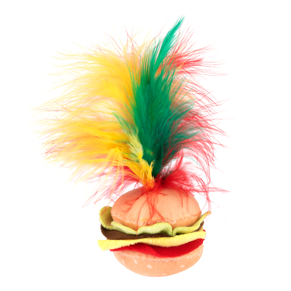 Katzenspielzeug Crinkle Burger mit Federn - 1 Stück von zooplus Exclusive