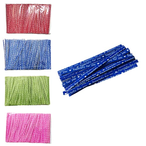 通用 4 Packungen 2800 Stück Metallischen Bindebänder Twist Ties Twistbändern Bindestreifen Verpackung für Süßigkeiten Gebäcke Seife Plätzchen Schokolade Bonbons von 通用