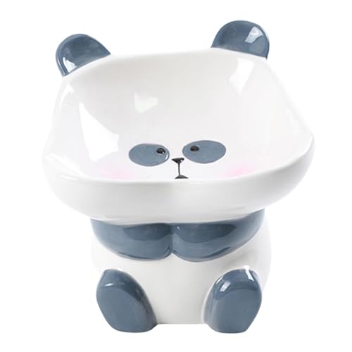 Erhöhter Hundenapf, schräge Futternapf für Hunde | Erhöhte Neigung Keramik Panda Form Katze Feeder - Multifunktionaler Cartoon Stabiler Hund Feeder Wasser Haustier Futternapf von ノーブランド品