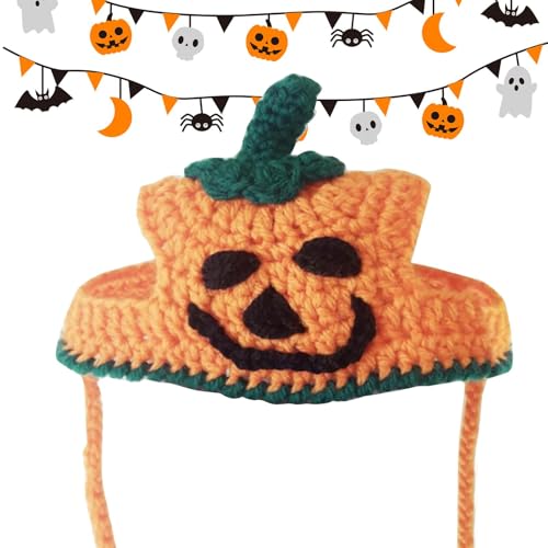 Haustier-Kopfbedeckung, Halloween-Kostüm, Katzenkostüm, Hut, Halloween-Party, Welpenkostüm, Kürbishut, Lätzchen, Halloween-Haustier-Kostüm-Zubehör für kleine und mittelgroße Katzen und Hunde von ノーブランド品