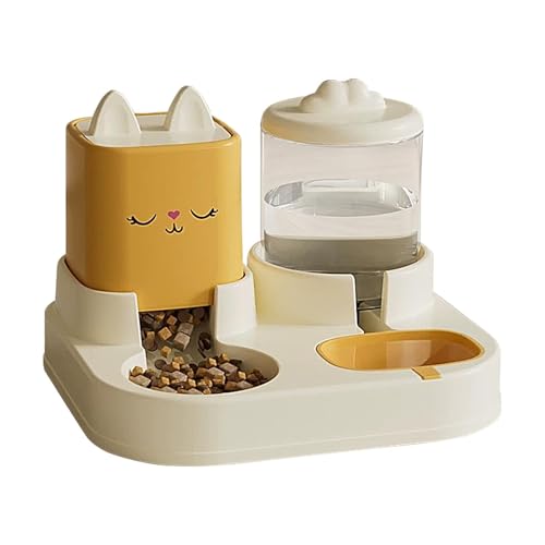 Haustierfutterspender, Katzenfutter und Wasserspender Set - Katzenfutter und Wasserspender Set Große Kapazität Hundefutterbehälter Wasserspender, Pet Feeder und Wasserspender, Doppelnapf mit Automatik von ノーブランド品